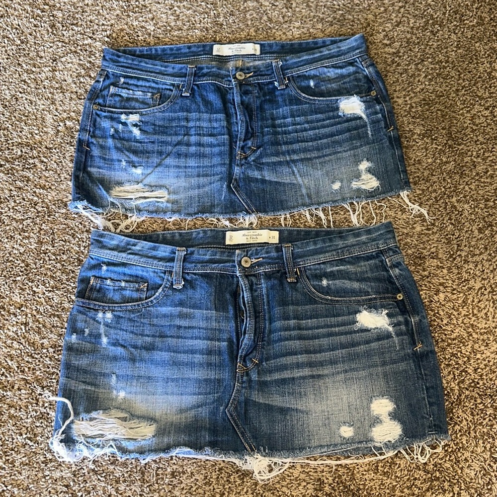 Abercrombie & Fitch Distressed Jean Skirt Size 12 Waist 31